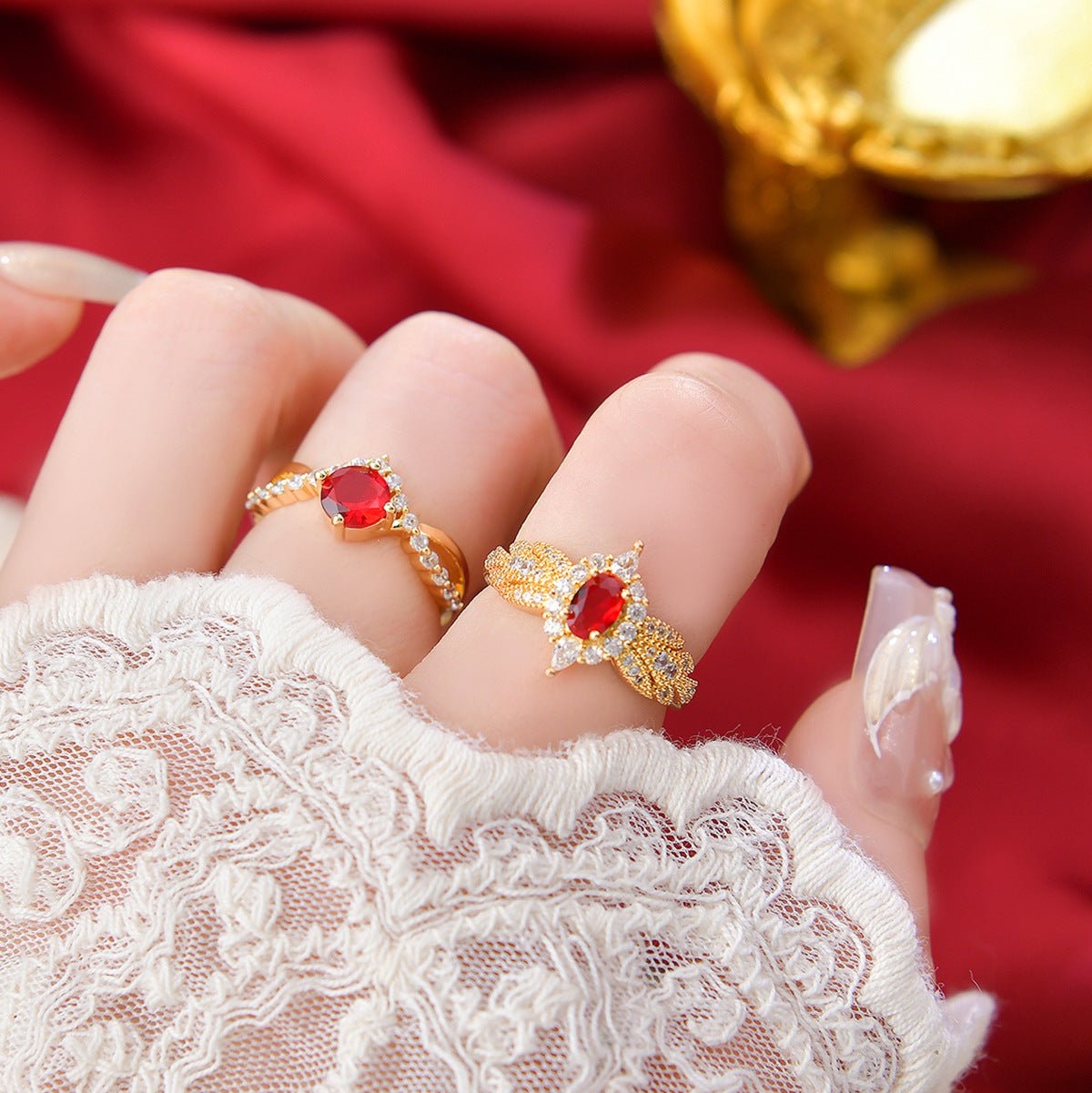 Ruby Twist Ring - Gold - Plated - Abbott Atelier