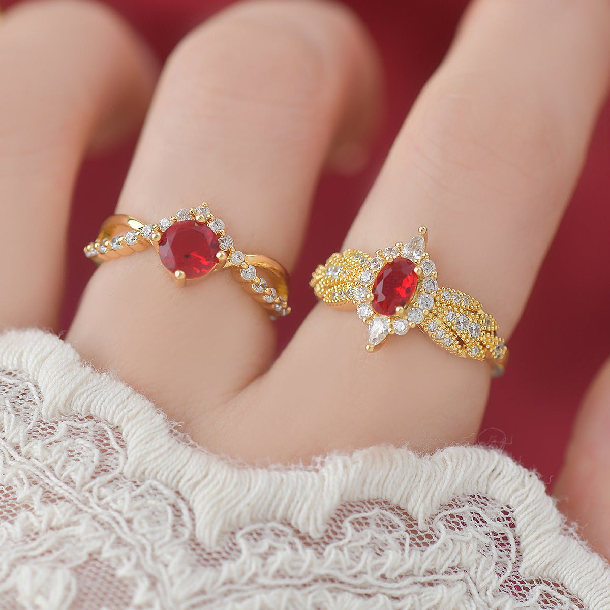 Ruby Twist Ring - Gold - Plated - Abbott Atelier