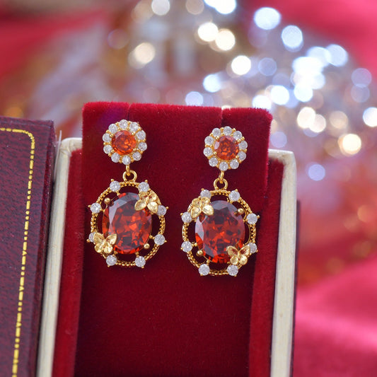 Scarlet Butterfly Drop Earrings - Gold Plated - Abbott Atelier