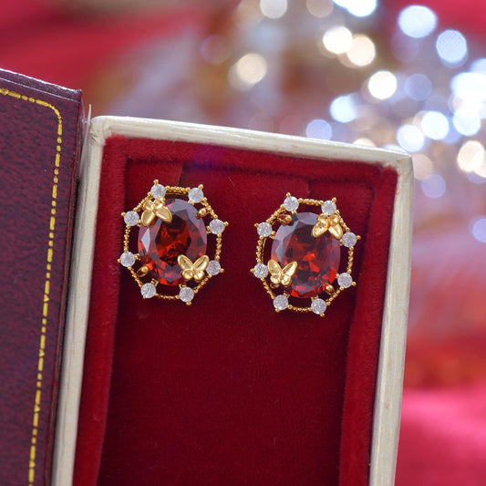Scarlet Butterfly Stud Earrings - Gold Plated - Abbott Atelier