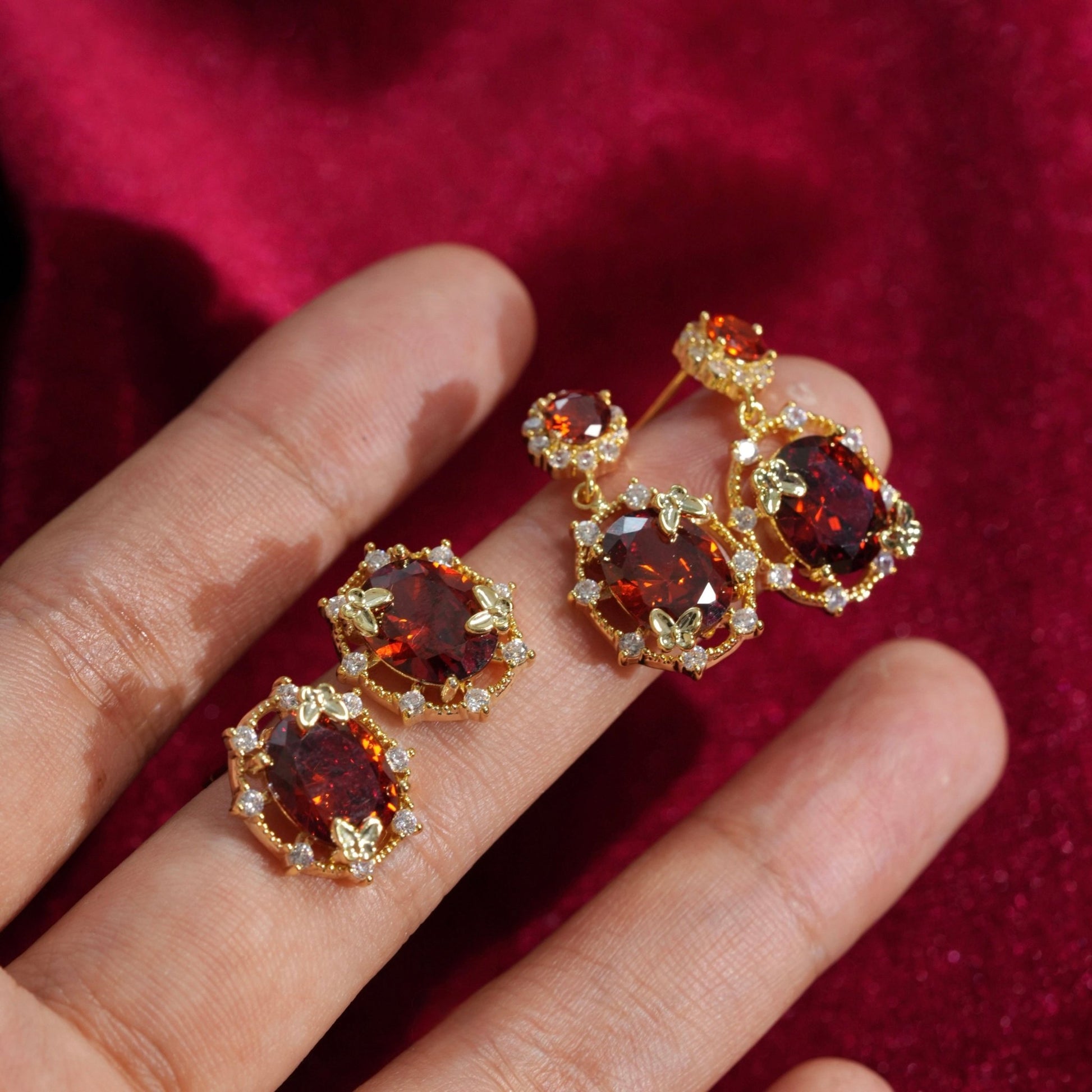 Scarlet Butterfly Stud Earrings - Gold Plated - Abbott Atelier