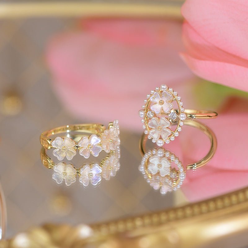 Shell Flower Ring Set - Gold - Plated - Abbott Atelier