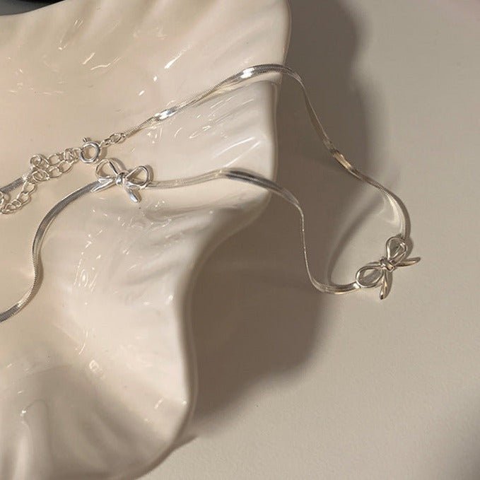 Silver Bow Choker Necklace - Gold Plated - Abbott Atelier
