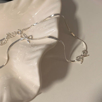 Silver Bow Choker Necklace - Gold Plated - Abbott Atelier