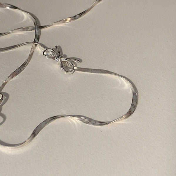 Silver Bow Choker Necklace - Gold Plated - Abbott Atelier