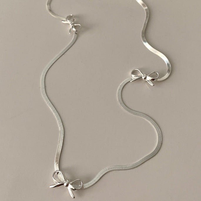 Silver Bow Choker Necklace - Gold Plated - Abbott Atelier