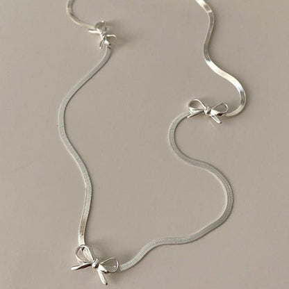 Silver Bow Choker Necklace - Gold Plated - Abbott Atelier