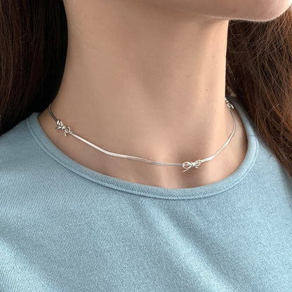 Silver Bow Choker Necklace - Gold Plated - Abbott Atelier