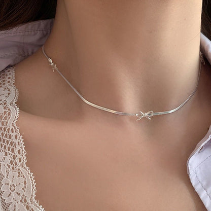 Silver Bow Choker Necklace - Gold Plated - Abbott Atelier