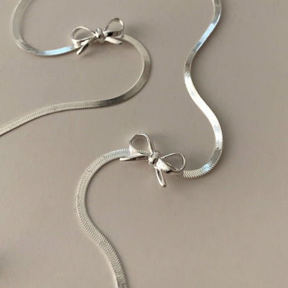 Silver Bow Choker Necklace - Gold Plated - Abbott Atelier