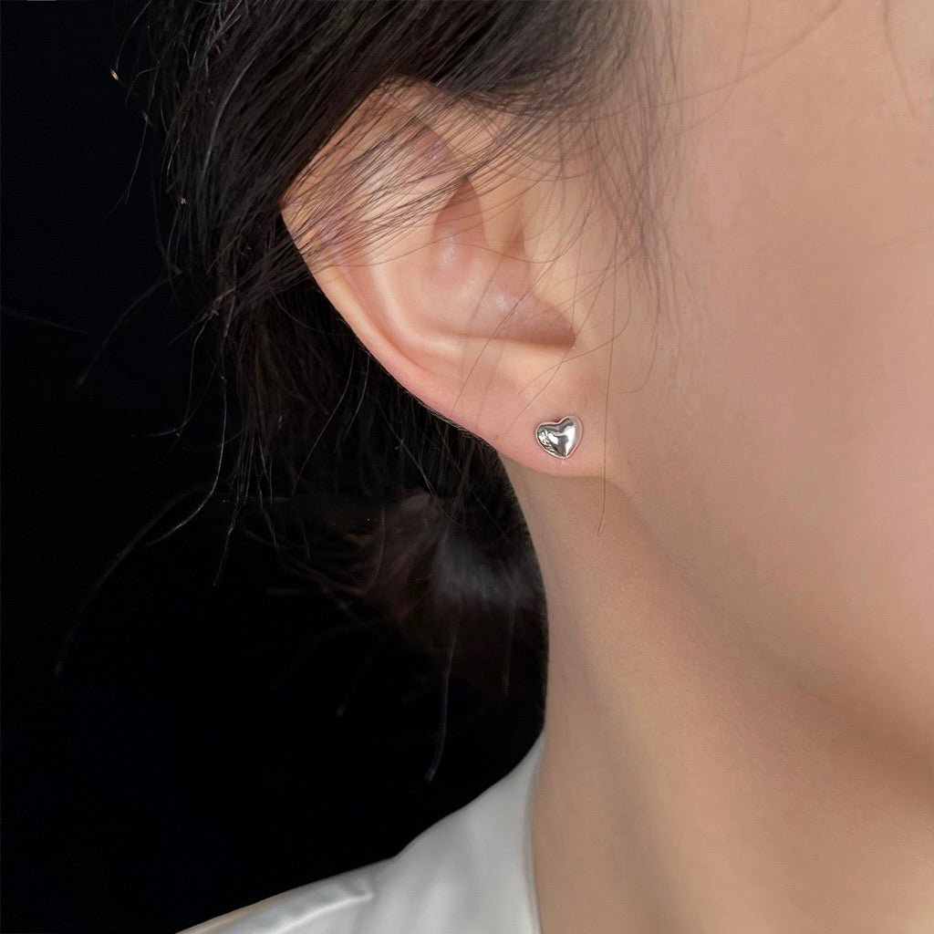 Silver Heart Stud Earrings - Hypoallergenic - Abbott Atelier