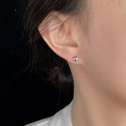 Silver Heart Stud Earrings - Hypoallergenic - Abbott Atelier