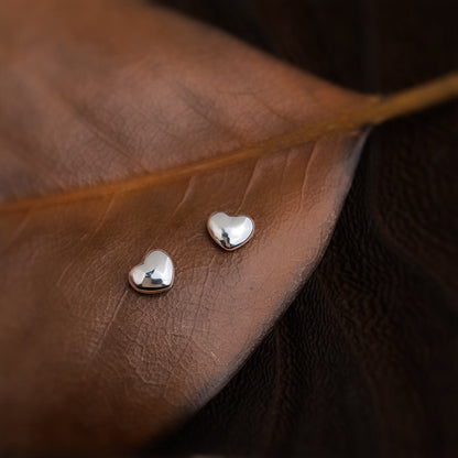 Silver Heart Stud Earrings - Hypoallergenic - Abbott Atelier