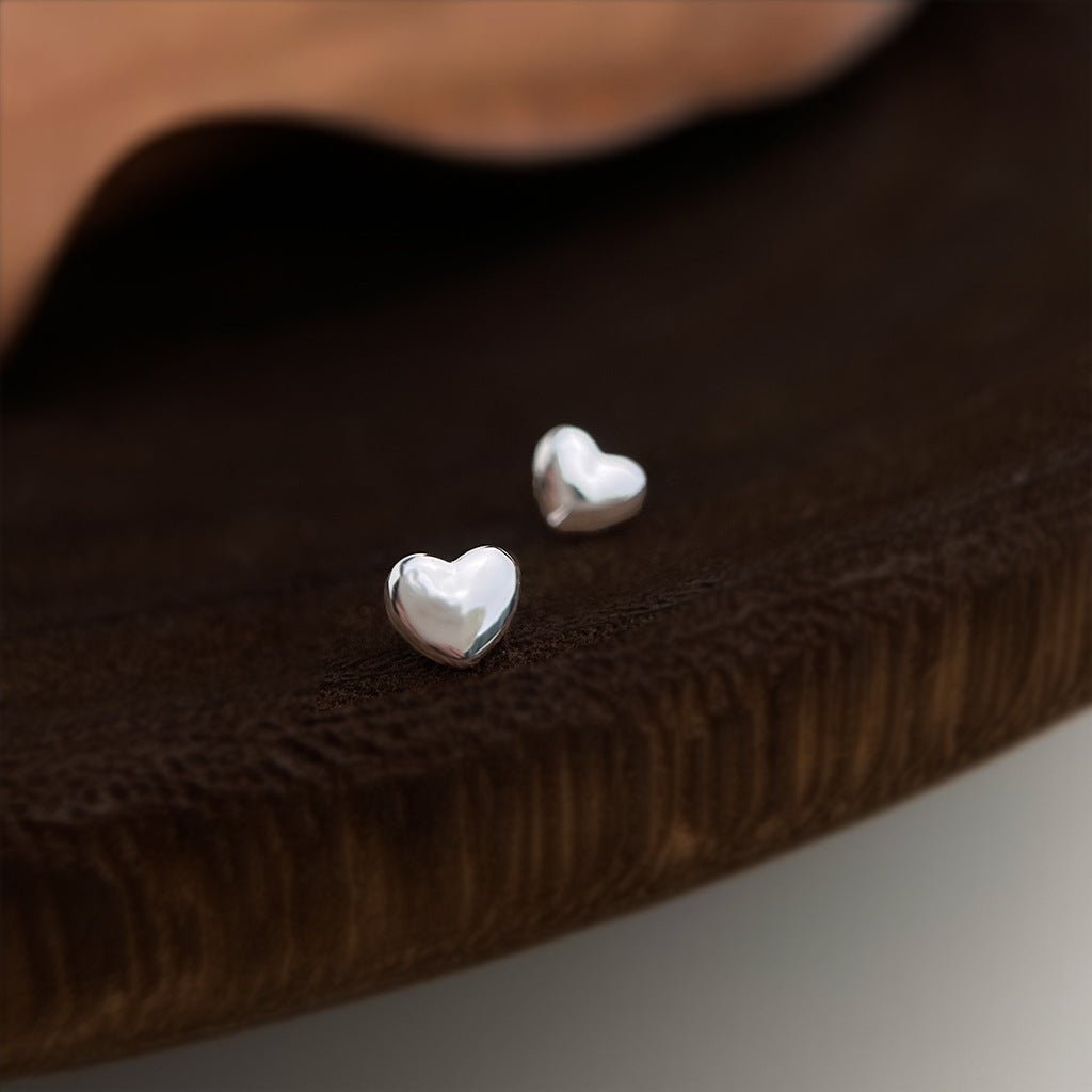Silver Heart Stud Earrings - Hypoallergenic - Abbott Atelier