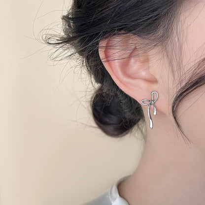 Silver Ribbon Earrings - Hypoallergenic - Abbott Atelier