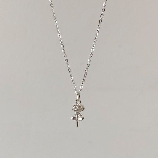 Silver Rose Necklace (Solid Silver) - Waterproof - Abbott Atelier