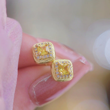 Sunlight Halo Stud Earrings - Gold Plated - Abbott Atelier