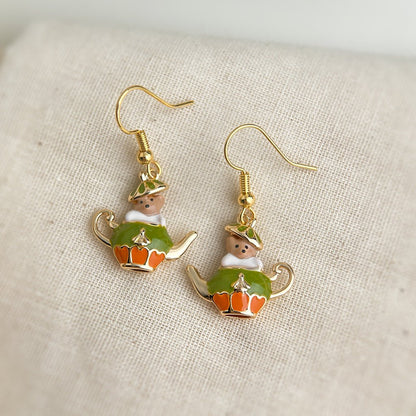 Teddy at Tea Time Earrings - Hypoallergenic - Abbott Atelier