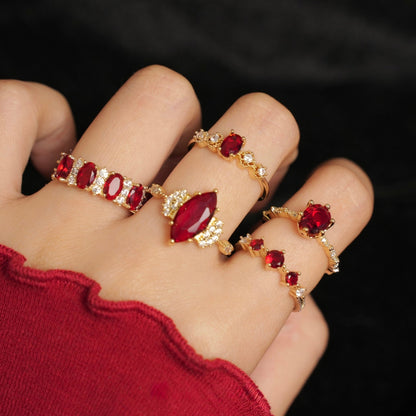 Trinity Ruby Ring - Gold - Plated - Abbott Atelier