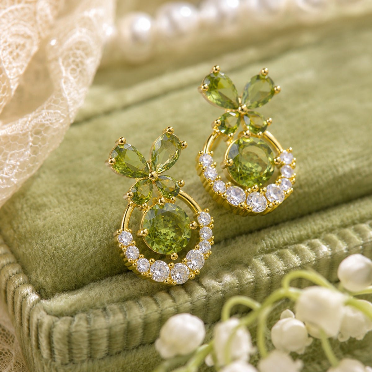 Verdant Butterfly Waltz Earrings - Hypoallergenic - Abbott Atelier