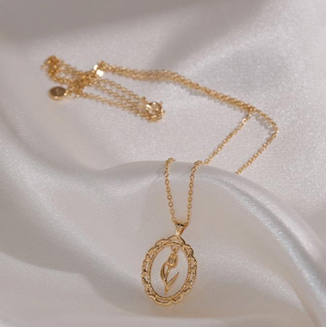 Vintage Tulip Necklace (Solid Silver) - Hypoallergenic - Abbott Atelier