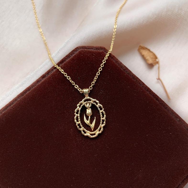 Vintage Tulip Necklace (Solid Silver) - Hypoallergenic - Abbott Atelier