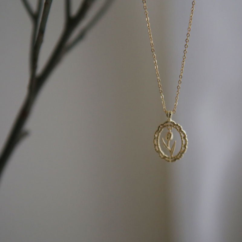 Vintage Tulip Necklace (Solid Silver) - Hypoallergenic - Abbott Atelier