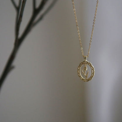 Vintage Tulip Necklace (Solid Silver) - Hypoallergenic - Abbott Atelier