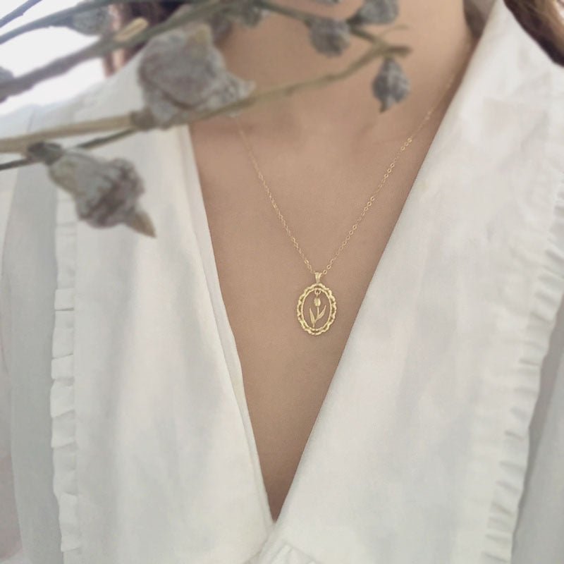 Vintage Tulip Necklace (Solid Silver) - Hypoallergenic - Abbott Atelier