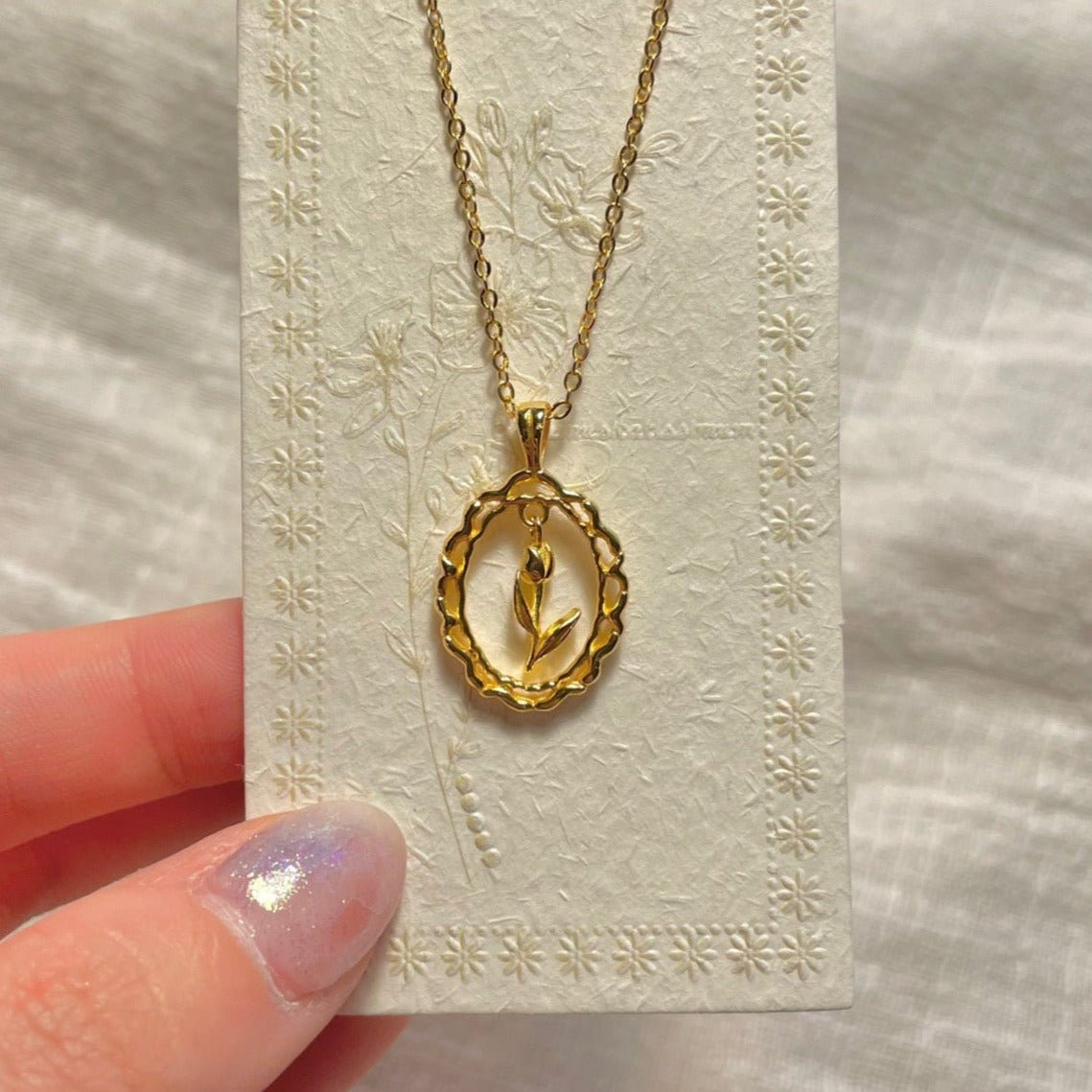 Vintage Tulip Necklace (Solid Silver) - Hypoallergenic - Abbott Atelier