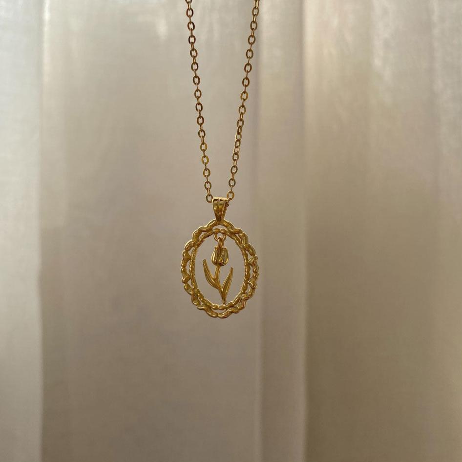 Vintage Tulip Necklace (Solid Silver) - Hypoallergenic - Abbott Atelier