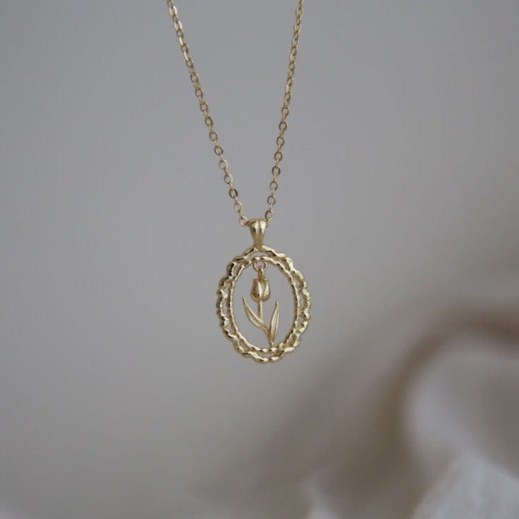 Vintage Tulip Necklace (Solid Silver) - Hypoallergenic - Abbott Atelier