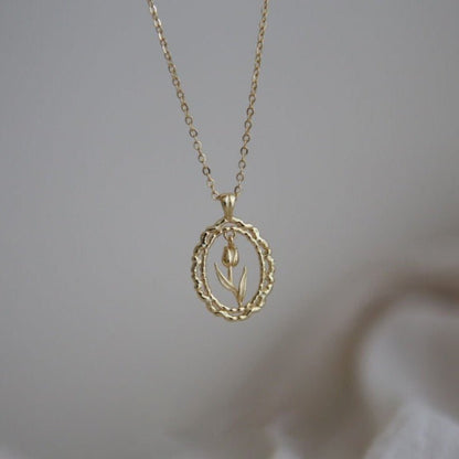 Vintage Tulip Necklace (Solid Silver) - Hypoallergenic - Abbott Atelier