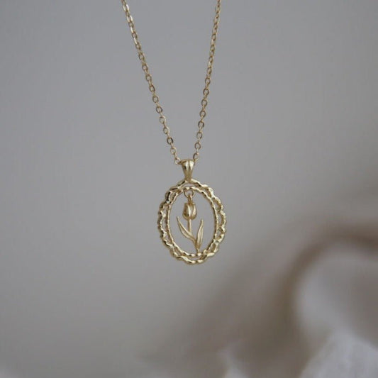 Vintage Tulip Necklace (Solid Silver) - Hypoallergenic - Abbott Atelier
