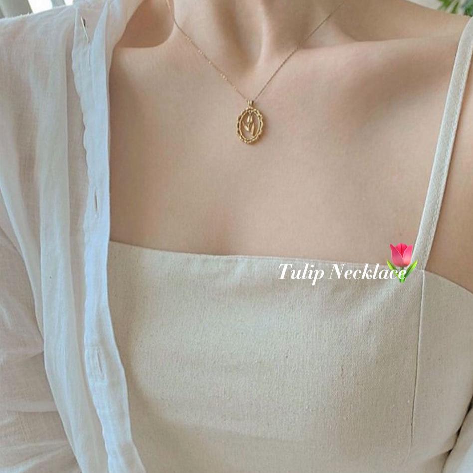 Vintage Tulip Necklace (Solid Silver) - Hypoallergenic - Abbott Atelier