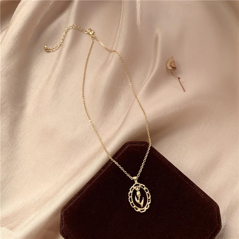 Vintage Tulip Necklace (Solid Silver) - Hypoallergenic - Abbott Atelier