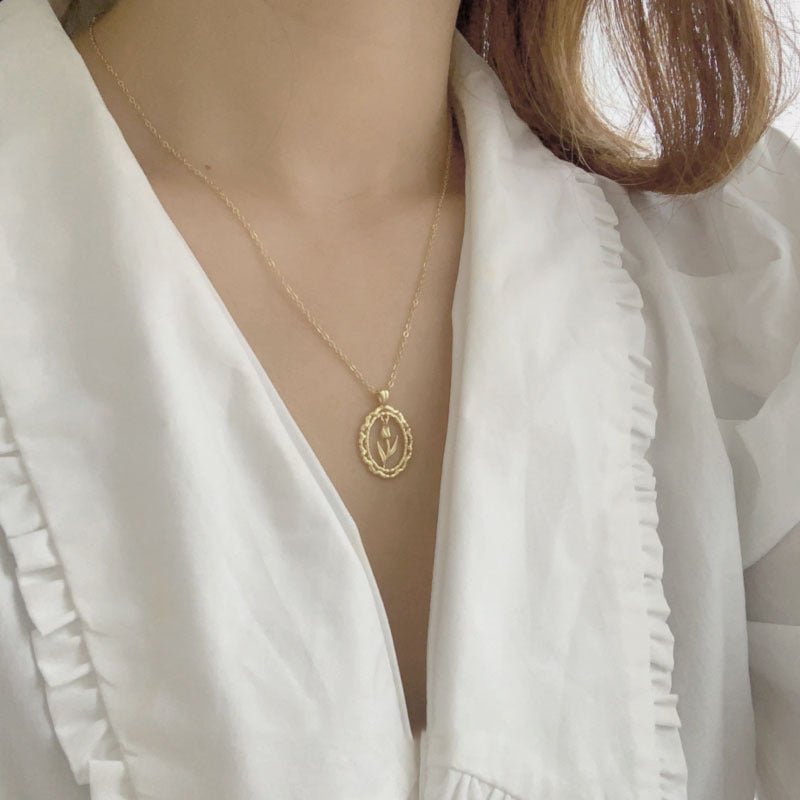 Vintage Tulip Necklace (Solid Silver) - Hypoallergenic - Abbott Atelier