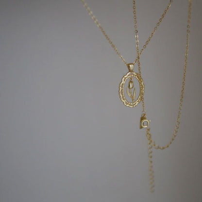 Vintage Tulip Necklace (Solid Silver) - Hypoallergenic - Abbott Atelier