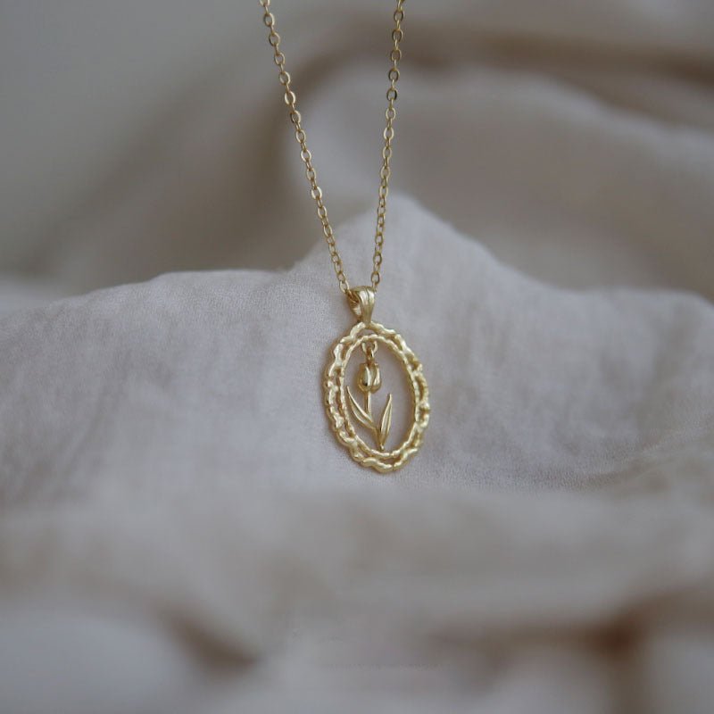 Vintage Tulip Necklace (Solid Silver) - Hypoallergenic - Abbott Atelier