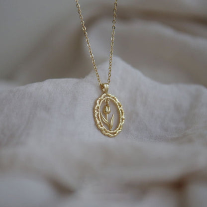Vintage Tulip Necklace (Solid Silver) - Hypoallergenic - Abbott Atelier