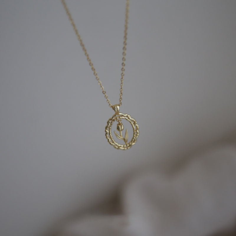 Vintage Tulip Necklace (Solid Silver) - Hypoallergenic - Abbott Atelier