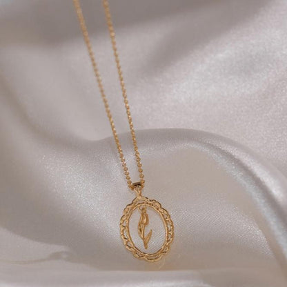 Vintage Tulip Necklace (Solid Silver) - Hypoallergenic - Abbott Atelier