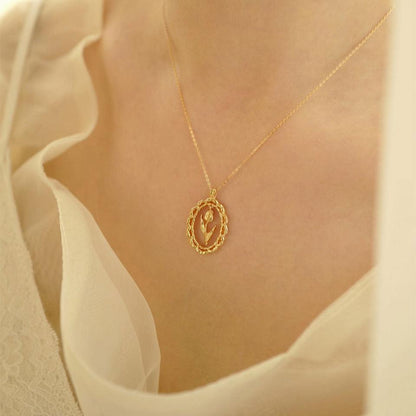 Vintage Tulip Necklace (Solid Silver) - Hypoallergenic - Abbott Atelier