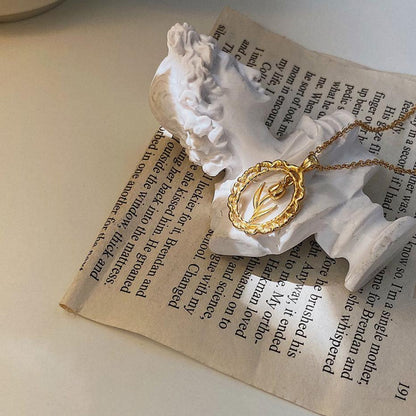 Vintage Tulip Necklace (Solid Silver) - Hypoallergenic - Abbott Atelier