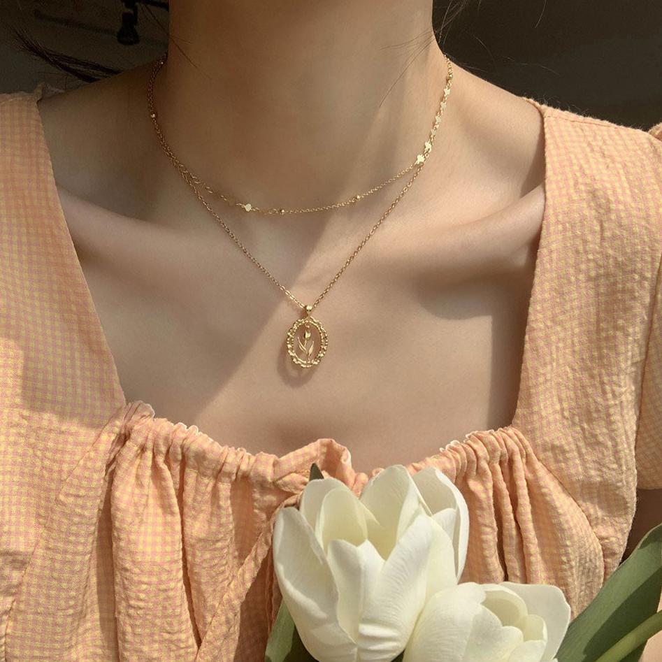 Vintage Tulip Necklace (Solid Silver) - Hypoallergenic - Abbott Atelier