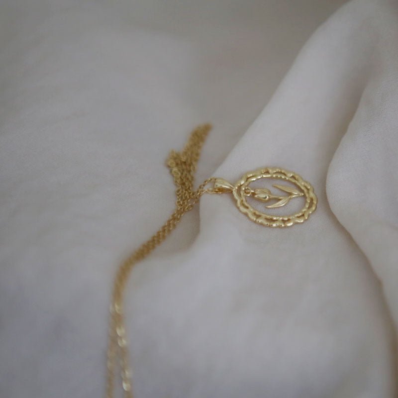 Vintage Tulip Necklace (Solid Silver) - Hypoallergenic - Abbott Atelier