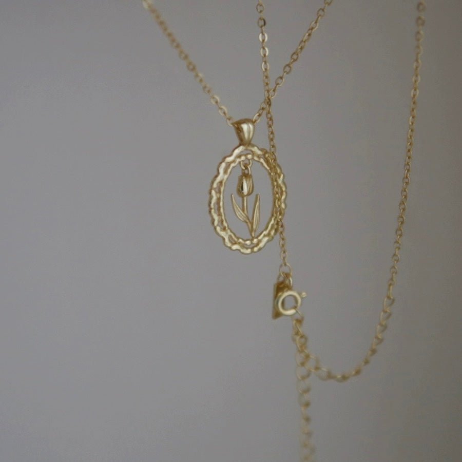 Vintage Tulip Necklace (Solid Silver) - Hypoallergenic - Abbott Atelier