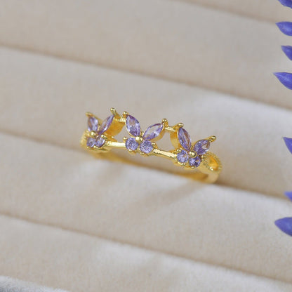 Violet Butterfly Ring - Gold-Plated - Abbott Atelier