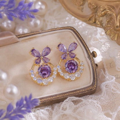 Violet Butterfly Waltz Earrings - Gold Plated - Abbott Atelier