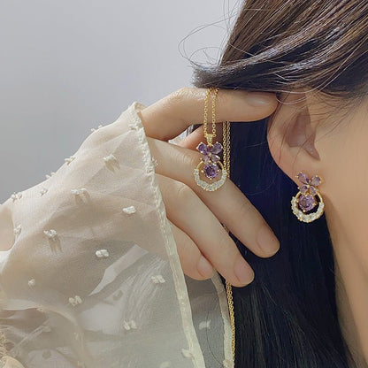 Violet Butterfly Waltz Earrings - Gold Plated - Abbott Atelier